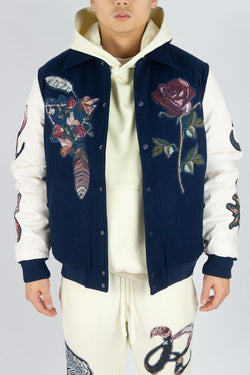 Rebel Minds - Rose Navy Red Varsity Jacket