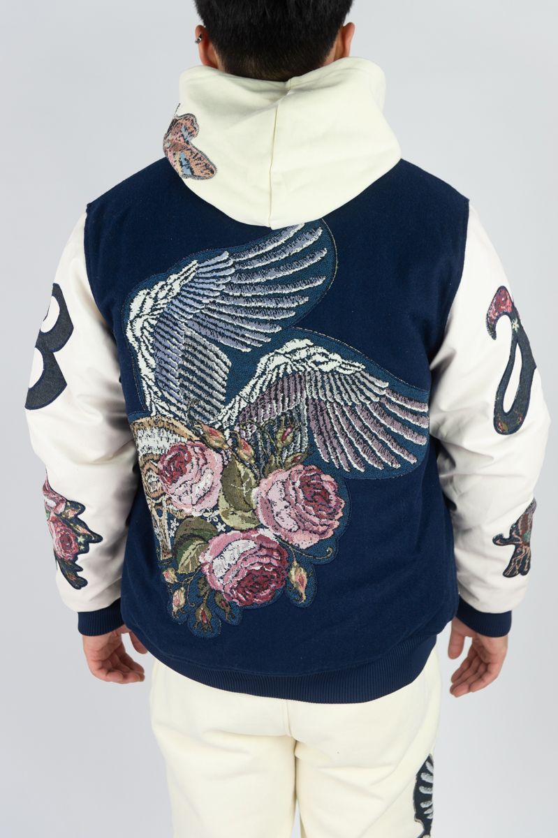 Rebel Minds - Rose Navy Red Varsity Jacket