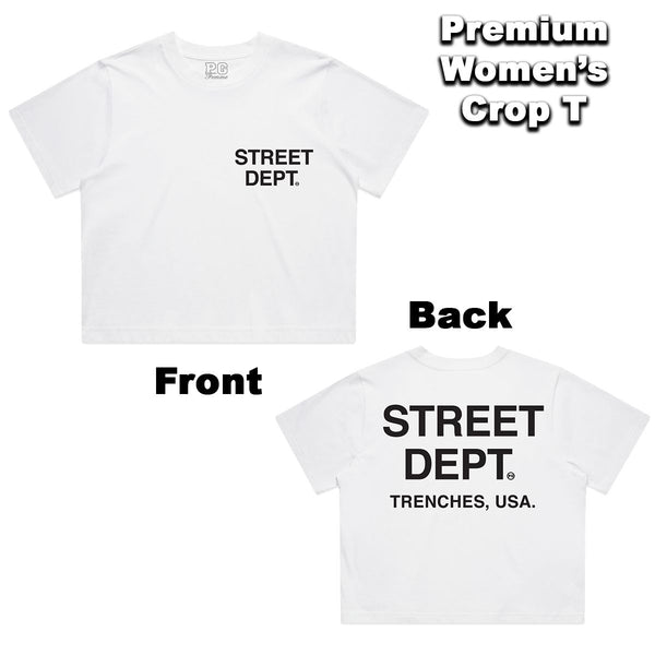 Street Dept - Women Crop Top White Black Tee
