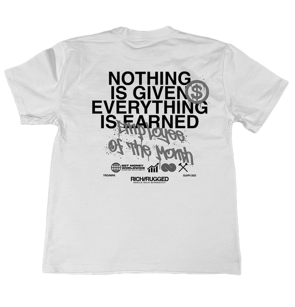 Rich & Rugged - White Grey Black Employee of the Month Tee