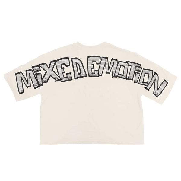 Mixed Emotions- Cream Green Monster Crop Tee