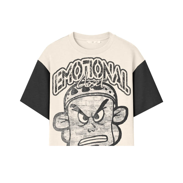 Mixed Emotions - Emotional Closet Cream Black Crop Tee