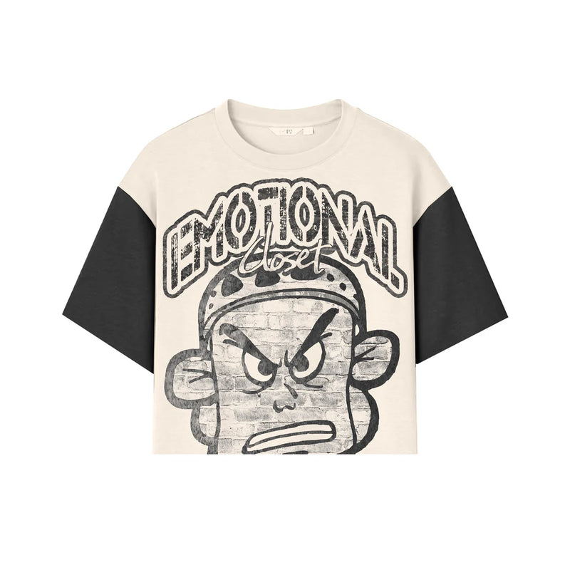 Mixed Emotions - Emotional Closet Cream Black Crop Tee
