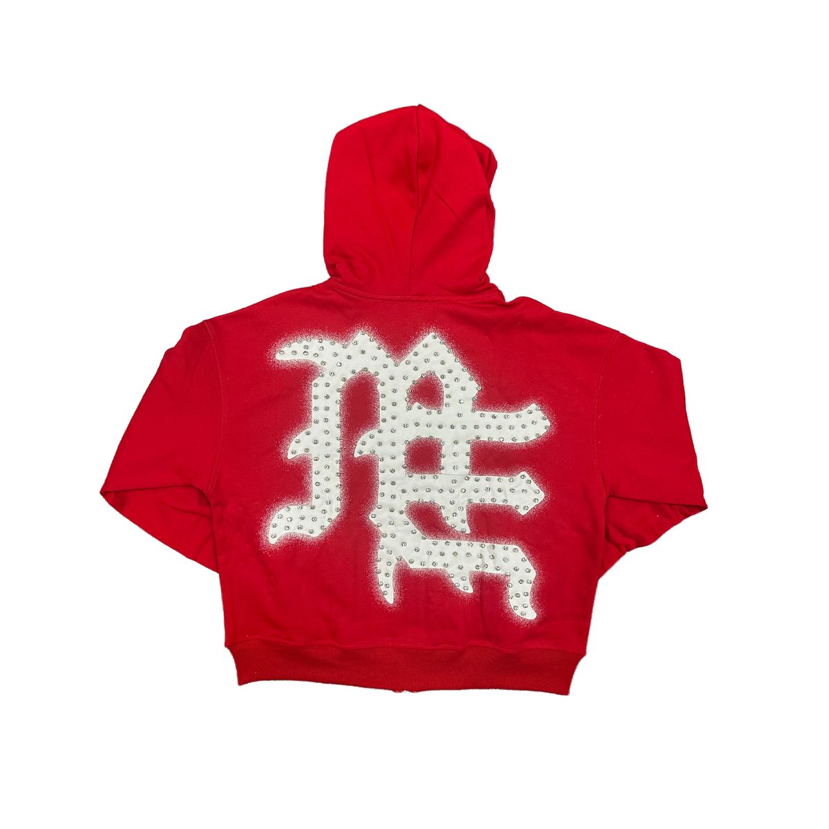 Mixed Emotions Never Die Red Rhinestone Hoodie - Premium Streetwear