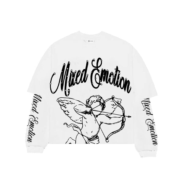 Mixed Emotions - White Blur Angel Long Sleeve Tee