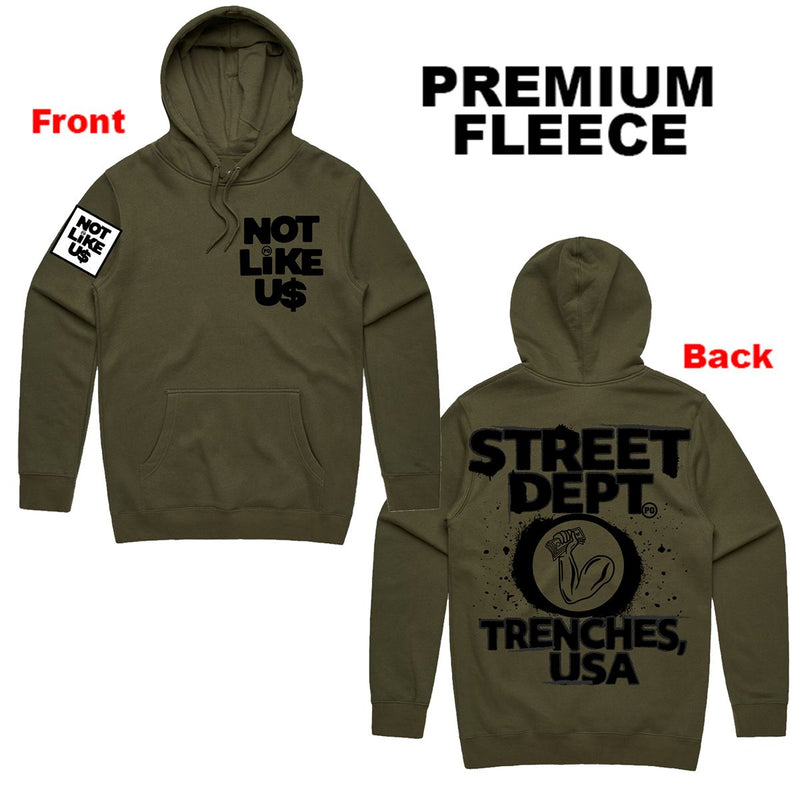 Street Dept - Not Like Us Olive Green Hoodie