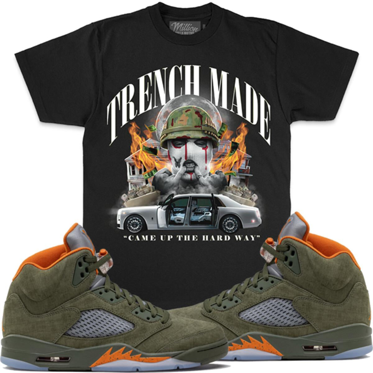 Jordan 5 Olive 5s Shirt Million - Trench Made Black Shirt