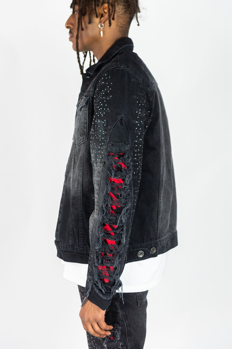 Rebel Minds - Black Red Rhinestone Black Jacket