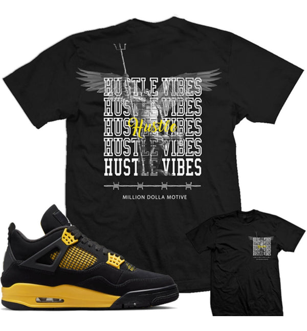 Jordan 4 Thunder 4s Shirt Million - Hustle Vibes Black Tee