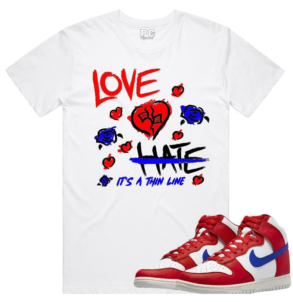 Planet Of The Grapes - Love Hate Red / White / Blue Tee
