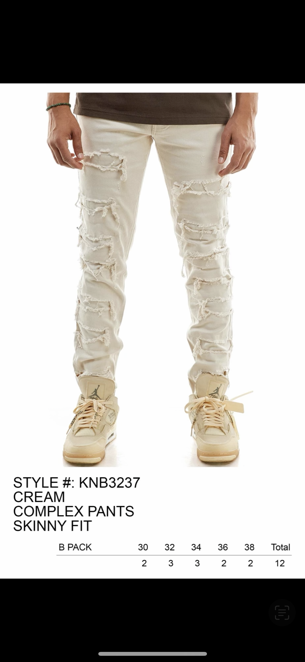 KDNK - KNB3237 - Cream / Khaki Jean