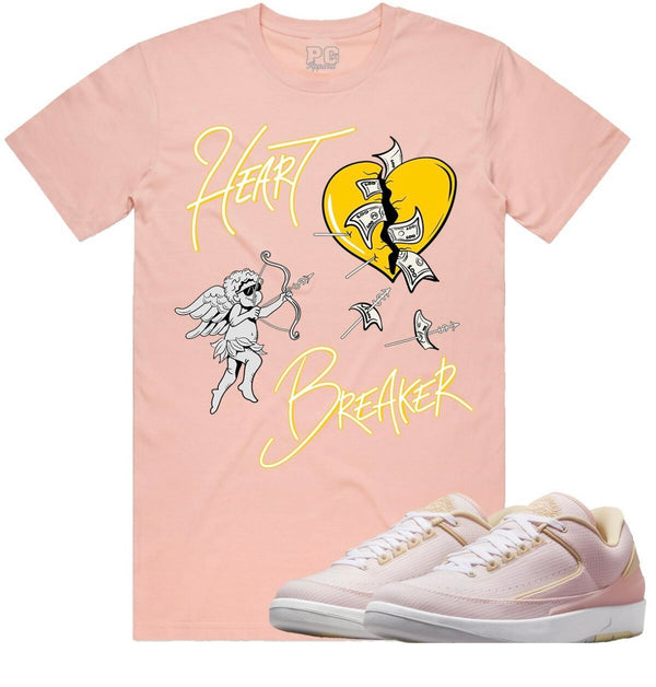 Jordan 2 Pink 2s Shirt Heart Breaker Light Pink Gold Tee