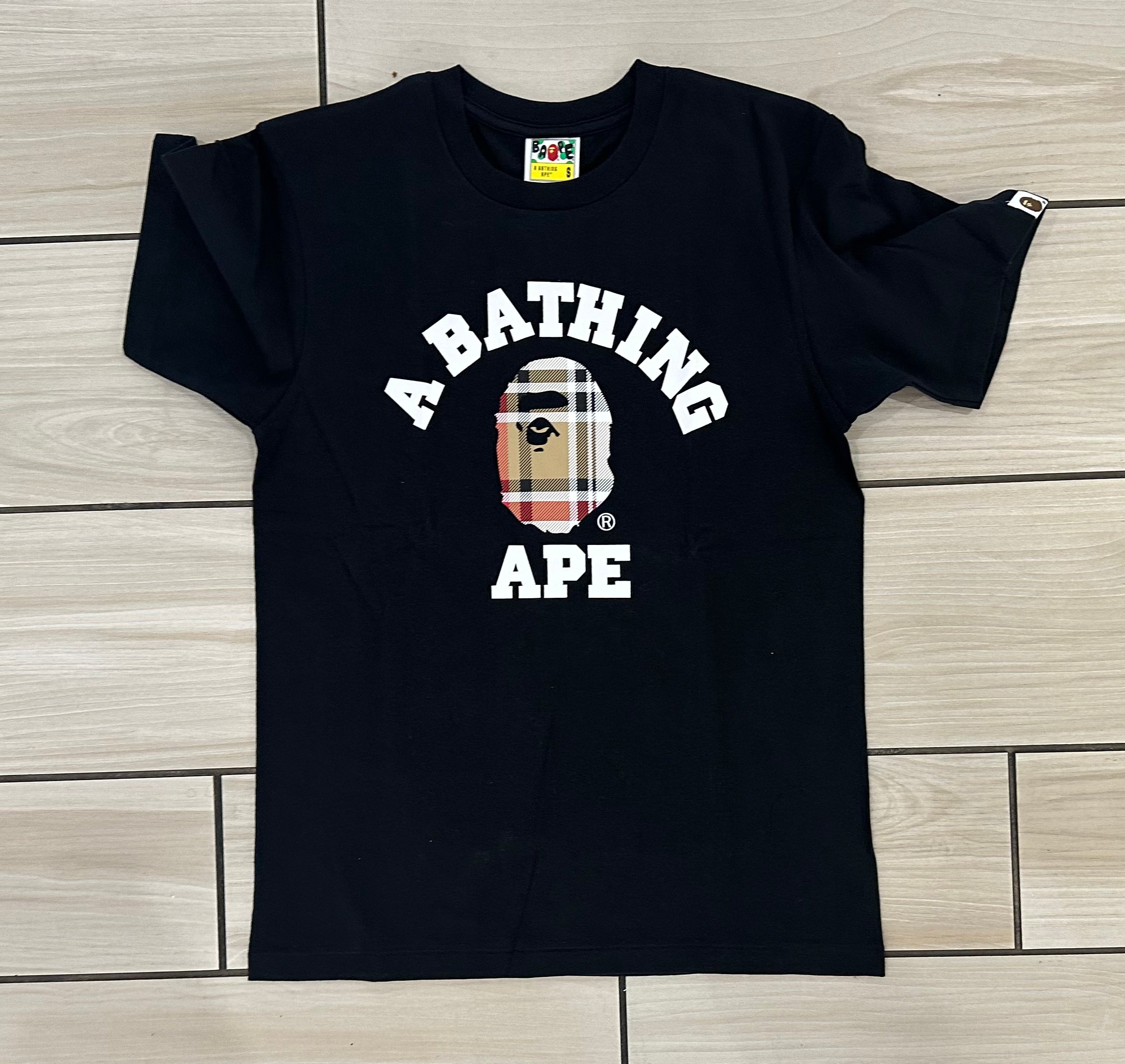 Bape - Khaki / Red Small Bape Head Tee