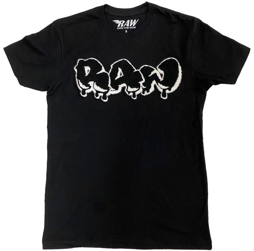 Rawalty - RAW Drip Logo Black / Black / White Tee