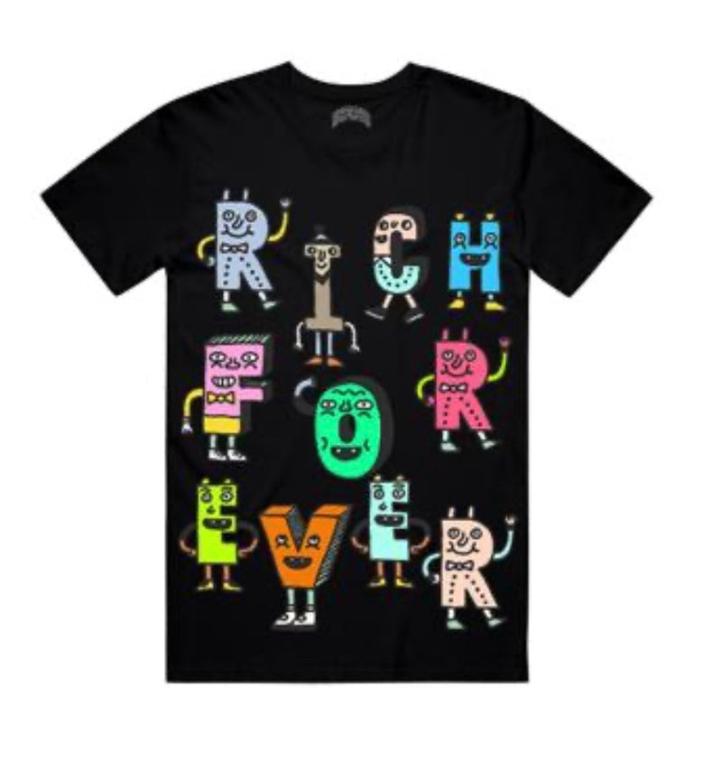 Rich Forever - Rich Letters Black T Shirt