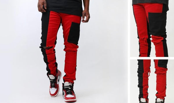 KDNK - Style NO KNB3193 Black / Red Jean