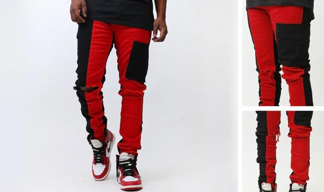 KDNK - Style NO KNB3193 Black / Red Jean