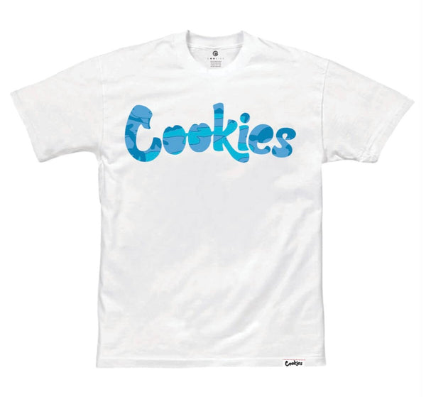 Cookies - Logo White / Sky Blue Tee