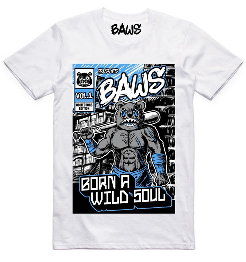 Baws - UNC Comic Baws White / Sky Blue Tee