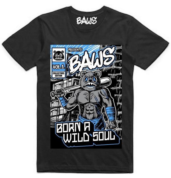 Baws - UNC Comic Baws Black Sky Blue Tee