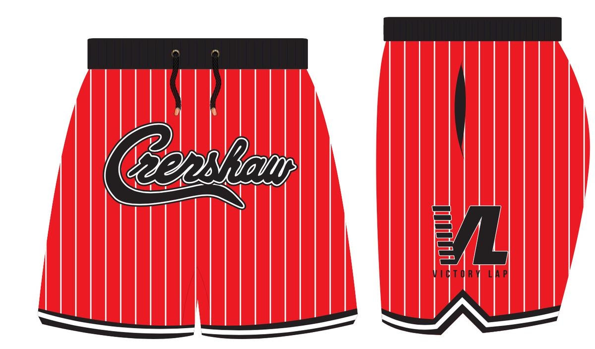 Headgear Classics - CRENSHAW RED PINSTRIPE BASKETBALL SHORTS