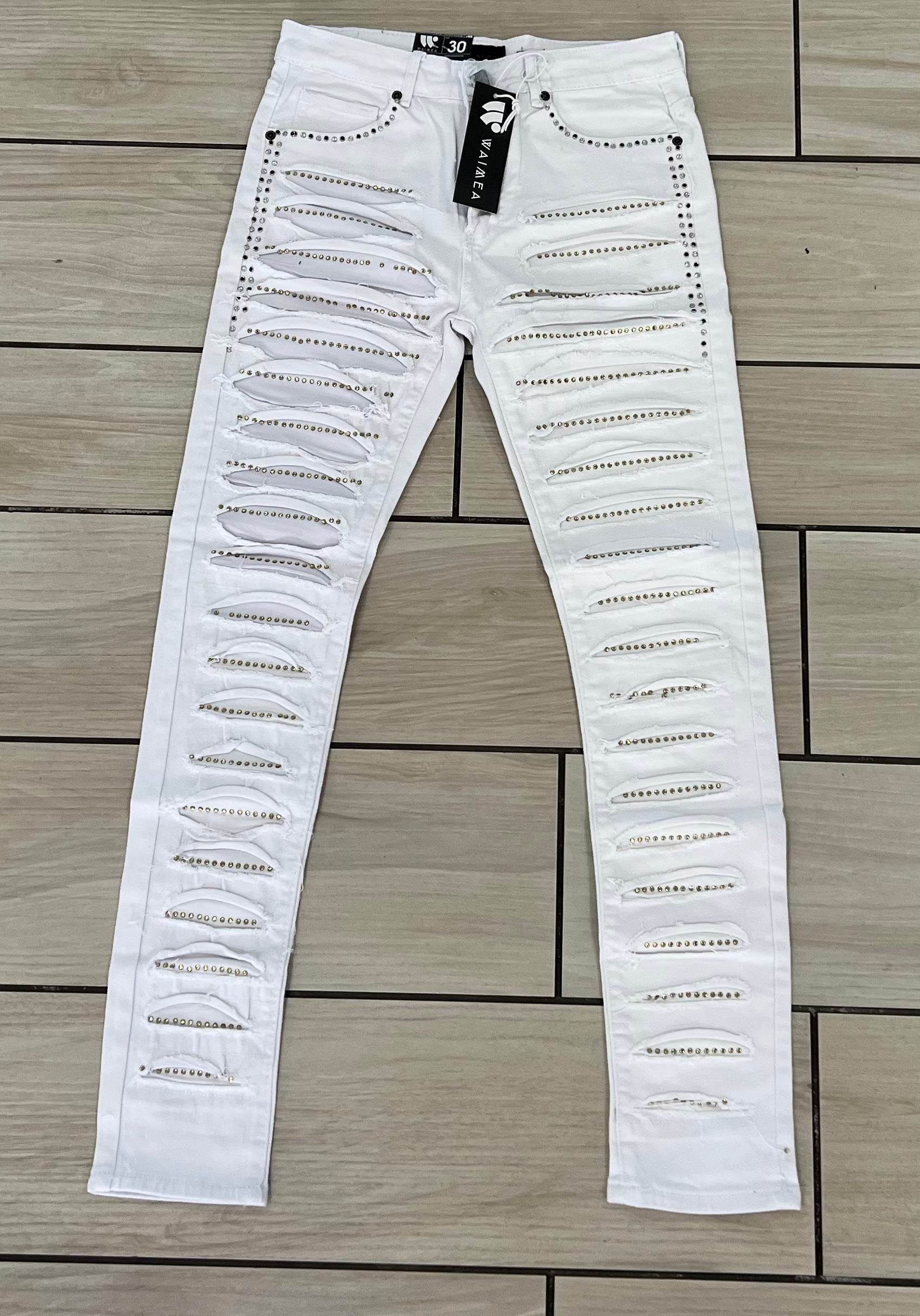 Waimen - M5417T White / Gold Jean