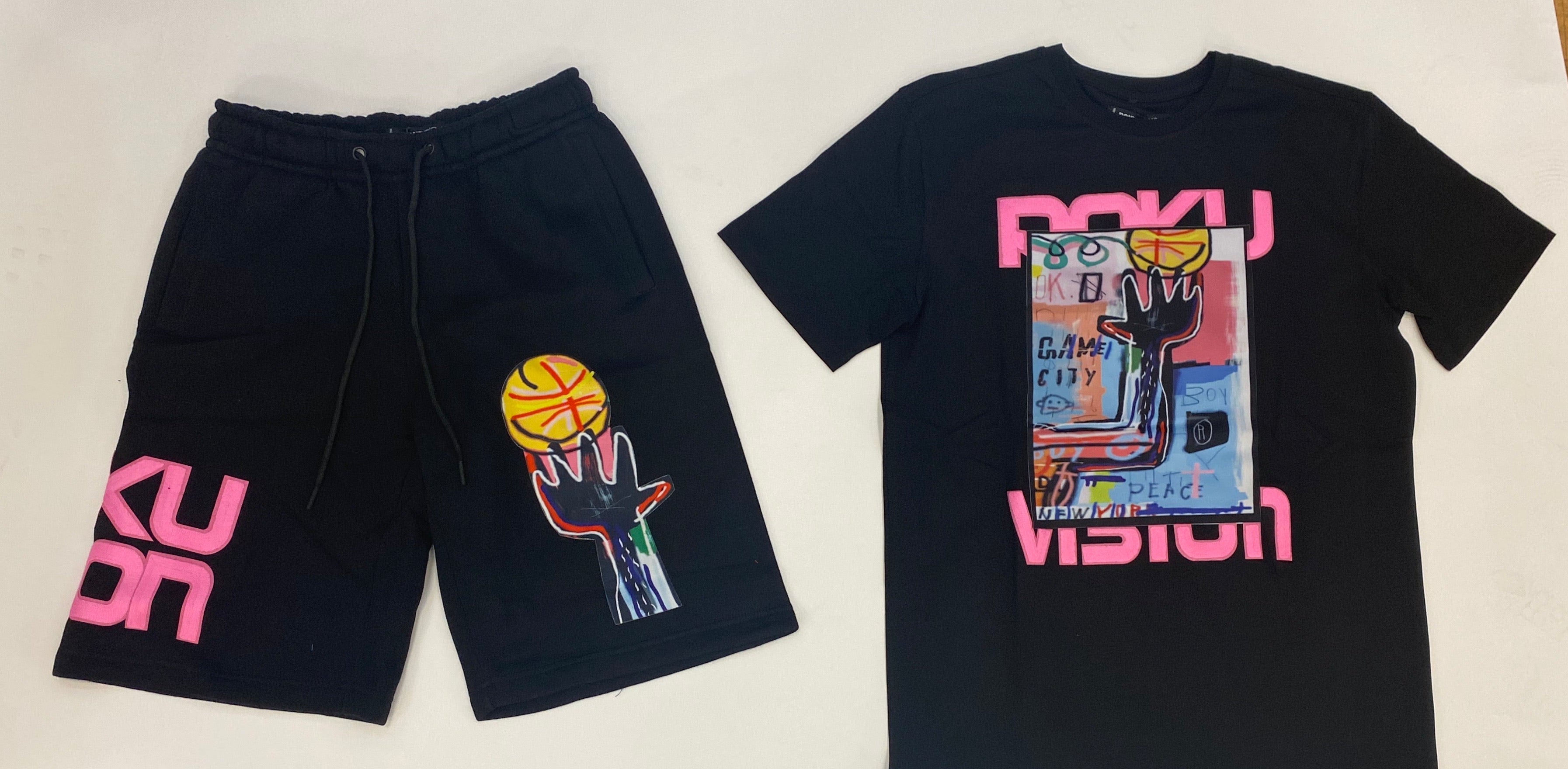 Rok U Basketball Black Pink Set