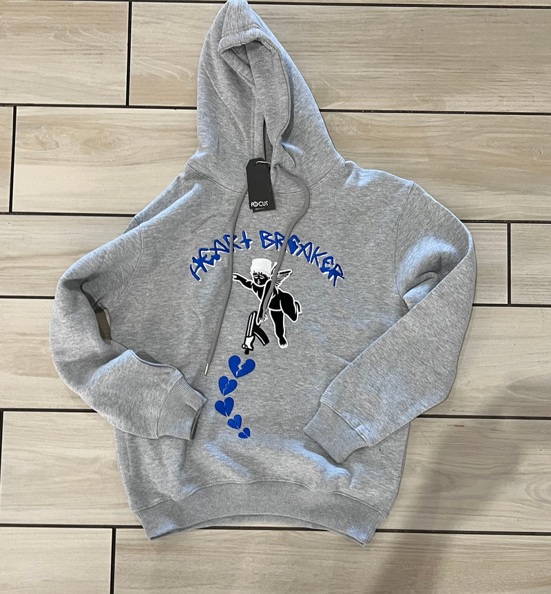 Focus - Heart Breaker Hoody Grey / Royal  Blue