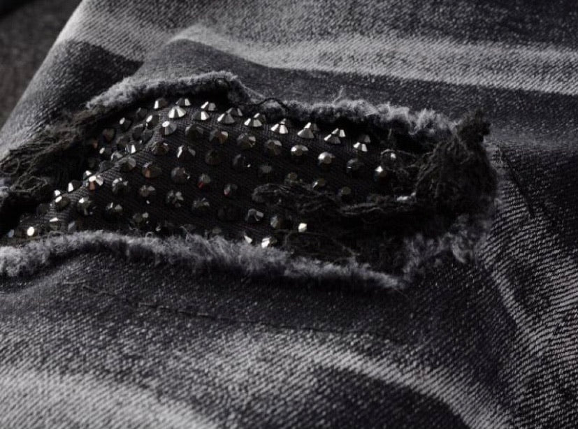 Dna - Jeans Light Black / Black Patch Rhinestone Jean  August