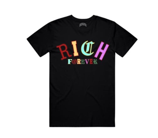 Rich Forever - Black Old English T Shirt