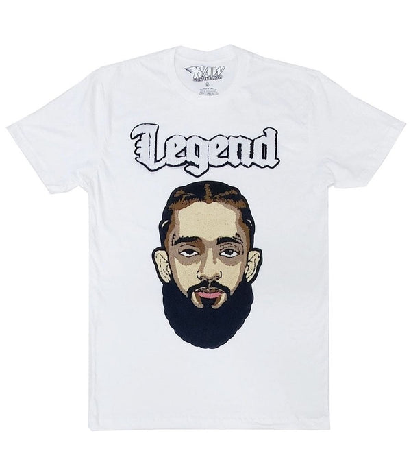 Rawalty - Nipsey LEGEND WHITE CHENILLE CREW NECK - WHITE