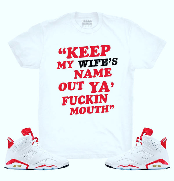 Fiends - Keep My Wife’s Name White / Red Tee