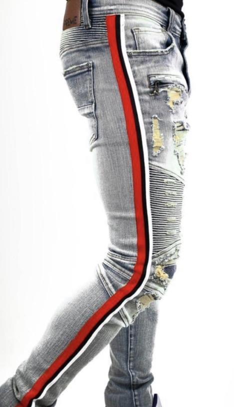Preme - Jeans RED Stripe