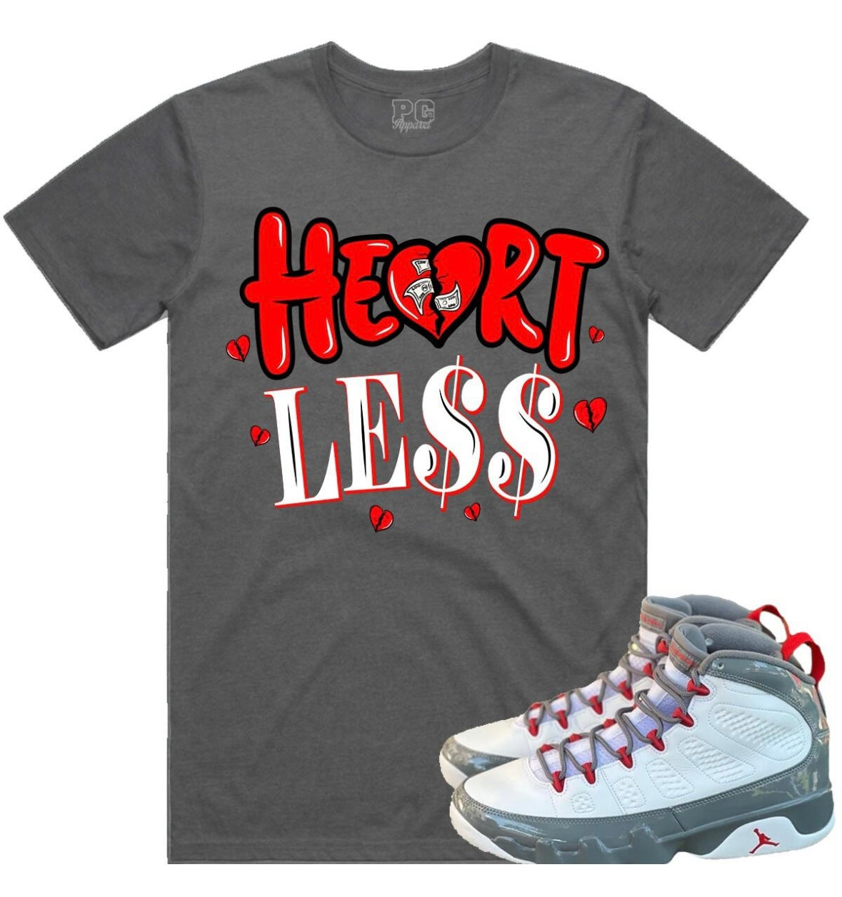 Planet Of Grapes - HeartLess Dark Grey / Silver / Red