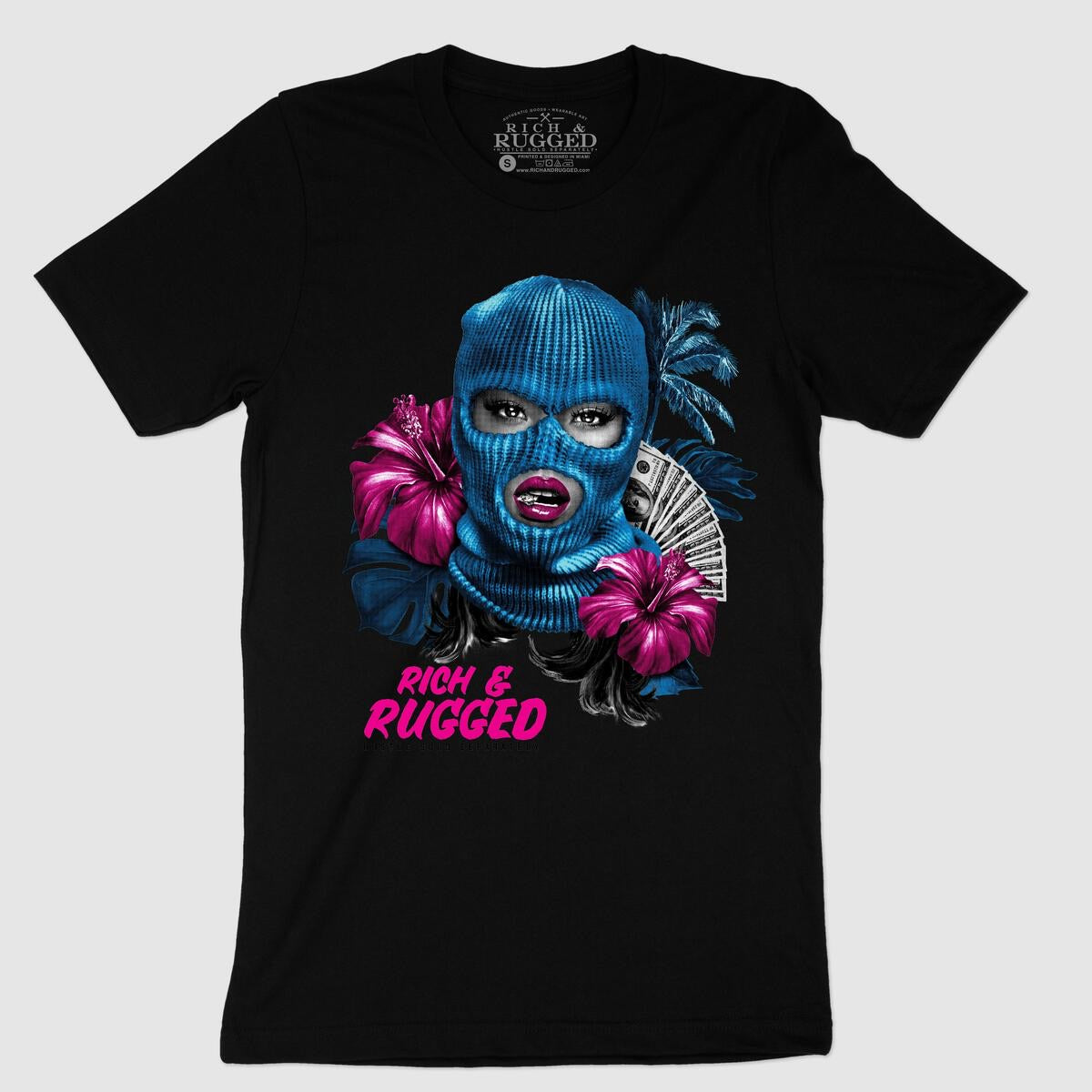 Rich & Rugged - Plain Jayne Ski Mark Black / Royal Blue / Pink Tee