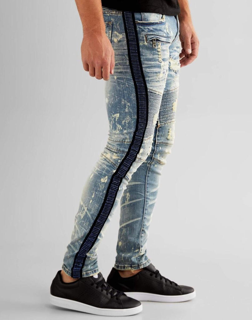 Rhinestone stripe sale jeans