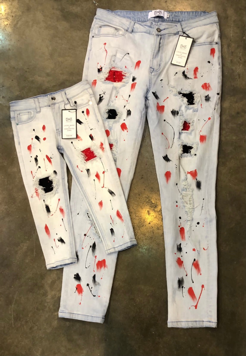 Dna - Jeans Light Blue Red / Black / Red / Patch Jean August 20201