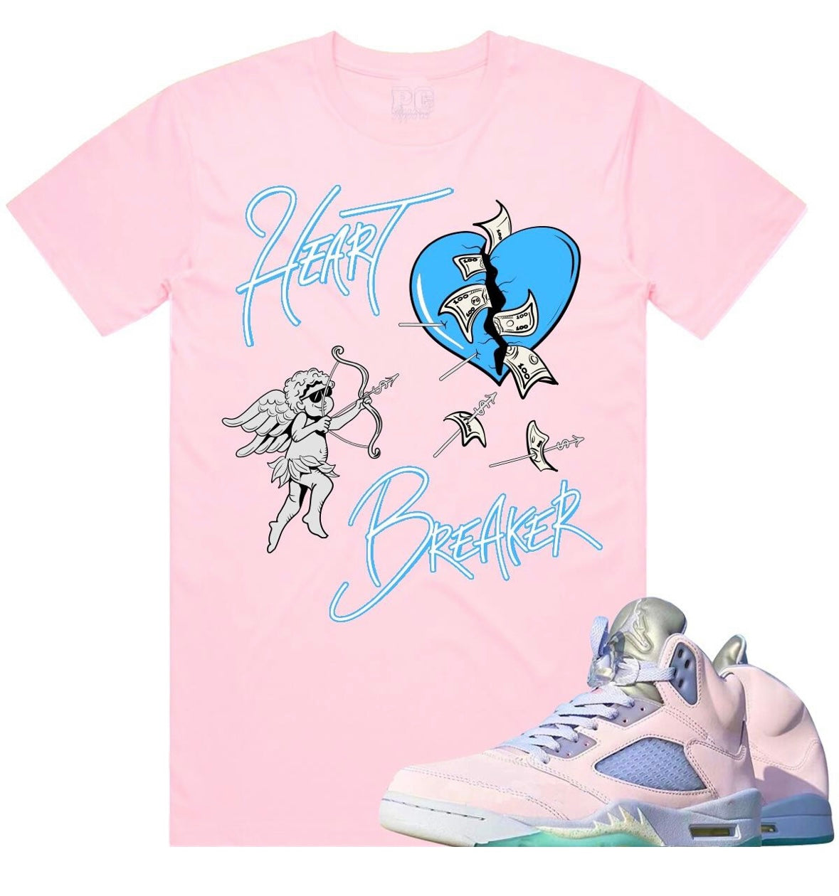 Jordan 5 Pink 5s Shirt Heart Breaker - Pink Tee