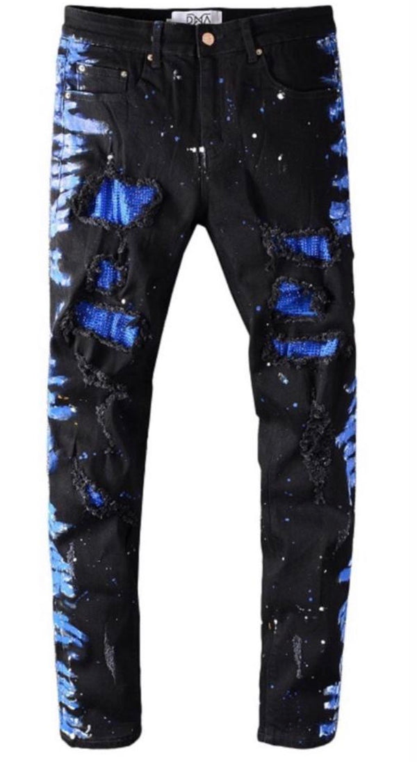 Dna - Jean Patches Black / Royal Blue