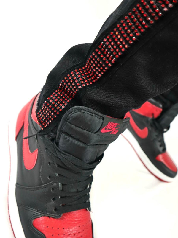 Preme - Jeans Black Red Diamonds