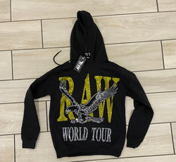 Rawalty - WORLD TOUR Black / Yellow BLING HOODIE - BLACK