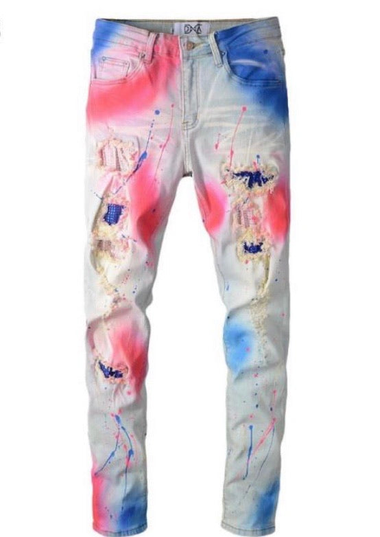 Dna - Jean Patch Pink / Royal Blue