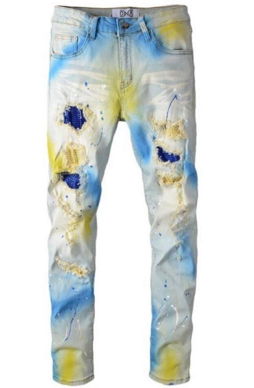 Dna - Jeans Patches Yellow / Royal Blue