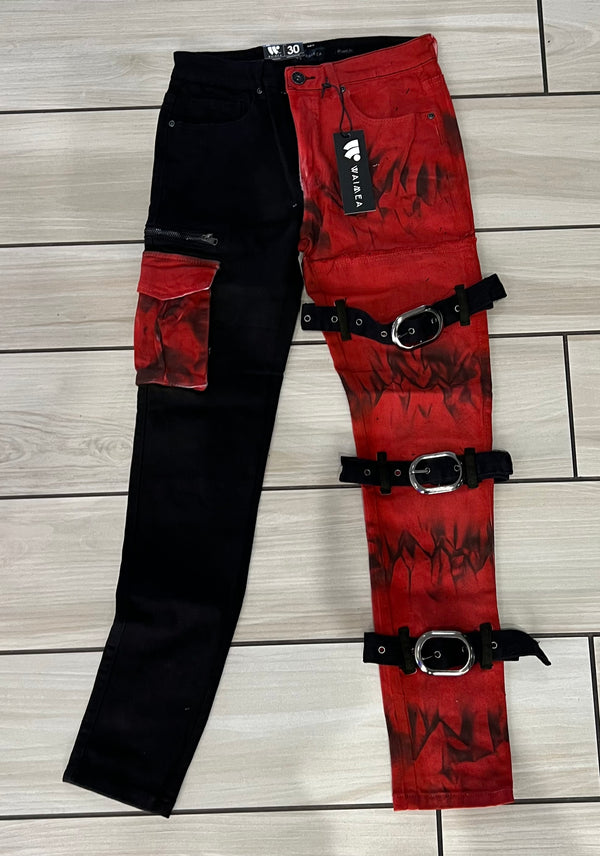 Waimen - M5490D Black / Red Jean