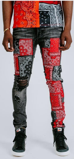 GFTD - LAV BLK (LAV BLK) Black / Red bandanna Jean