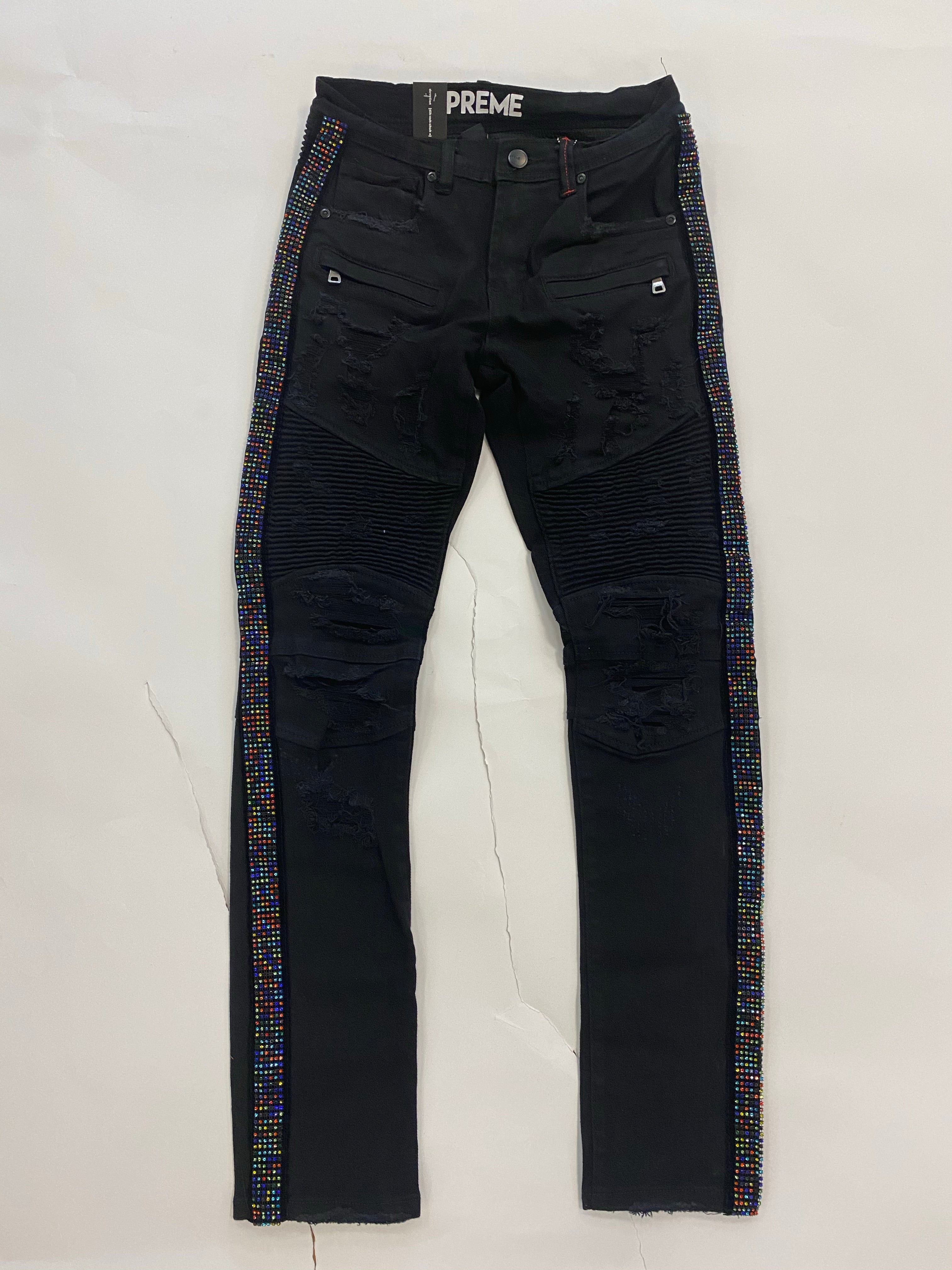 Preme - Jeans Black / Multi Color Diamond