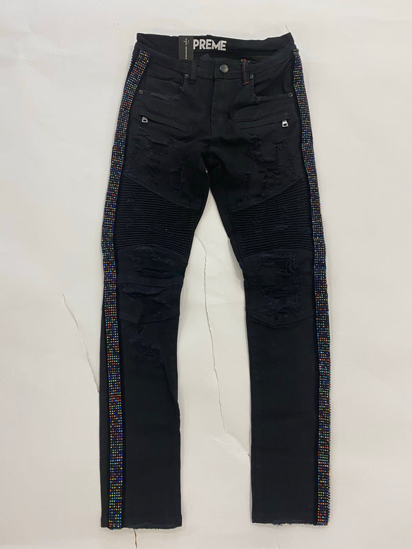 Preme - Jeans Black / Multi Color Diamond