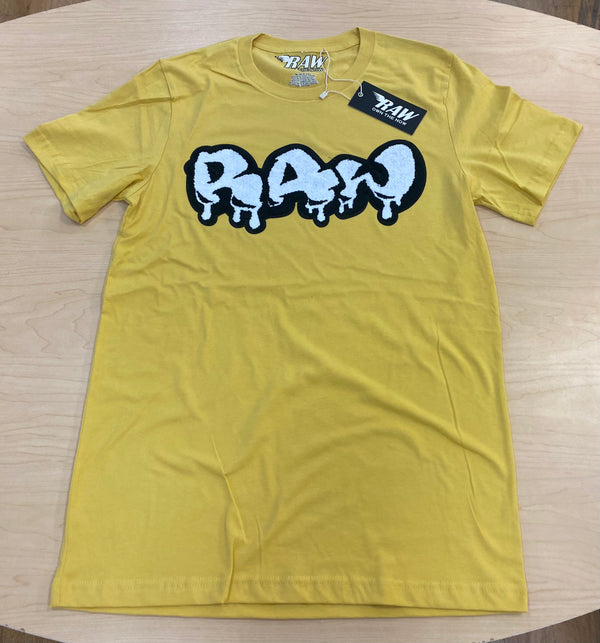 Rawalty - RAW Drip Logo Mustard / White Tee