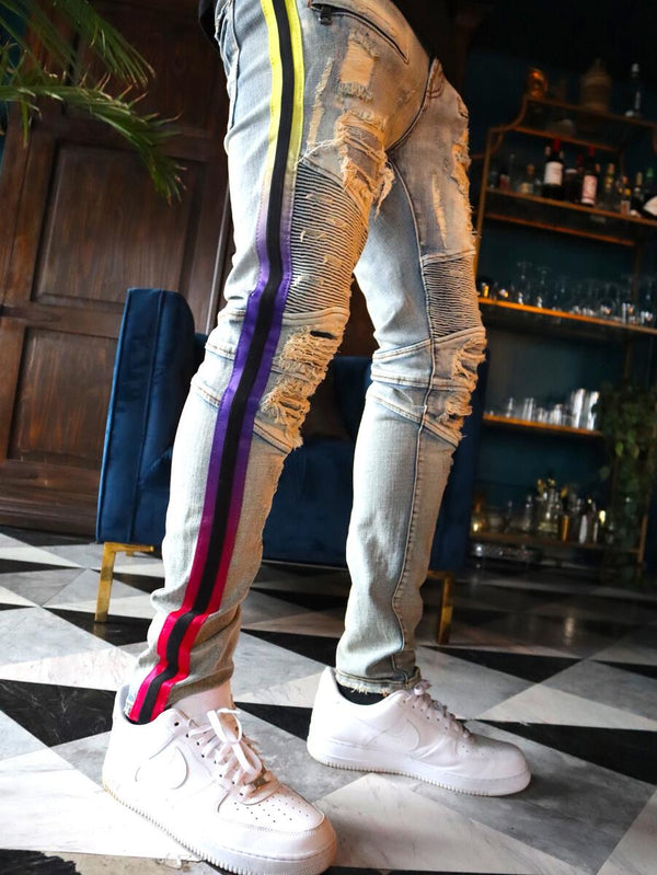 Preme - Jean Yellow / Pink / Purple Stripe Jean