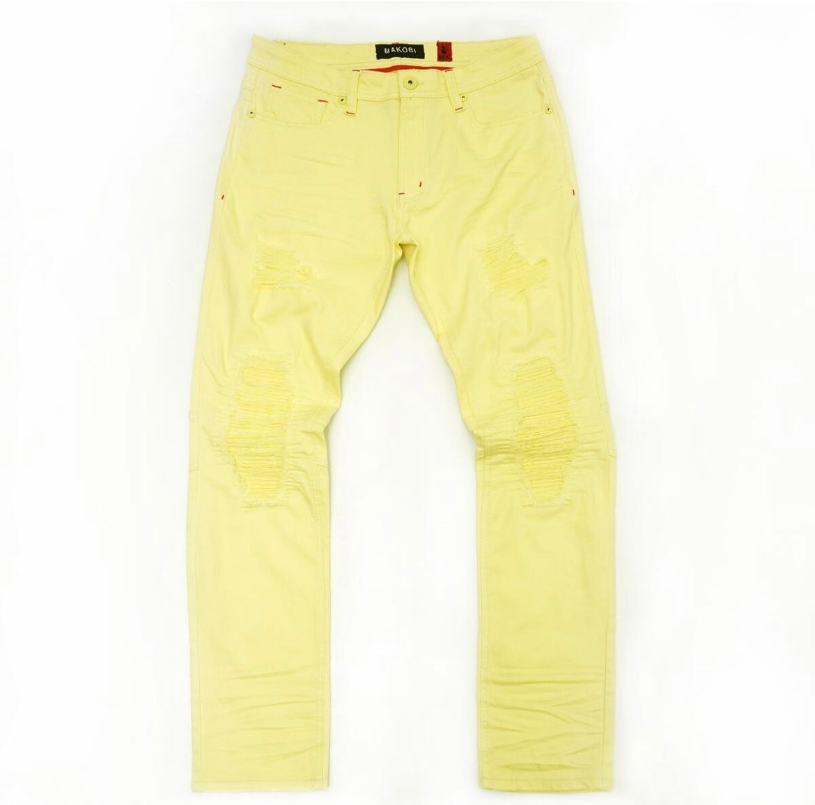 Makobi - MAKOBI SHREDDED JEANS M1971 yellow jean